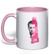 Mug with a colored handle Fight Club pink and gray light-pink фото