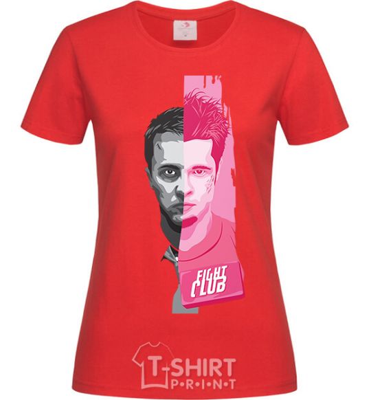 Women's T-shirt Fight Club pink and gray red фото
