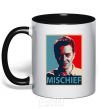 Mug with a colored handle Mischief black фото