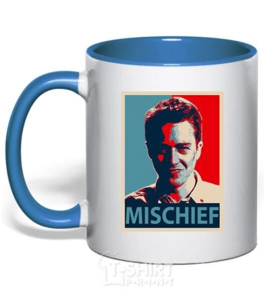 Mug with a colored handle Mischief royal-blue фото