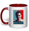 Mug with a colored handle Mischief red фото