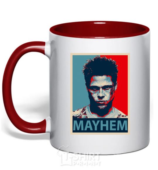 Mug with a colored handle Mayhem red фото