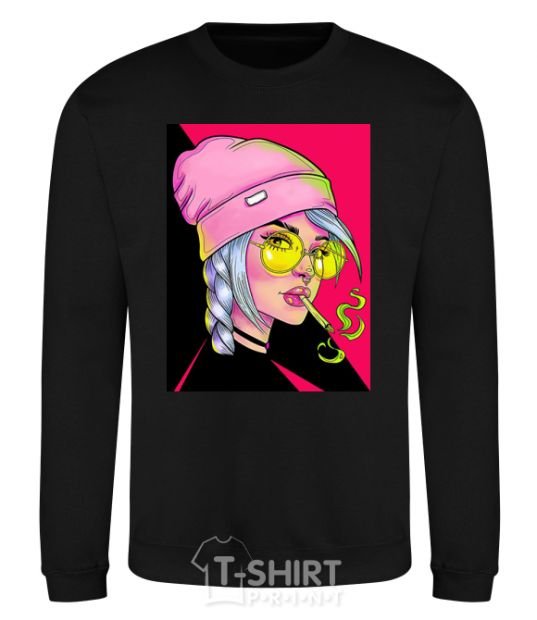 Sweatshirt SWAG girl with cigarette black фото