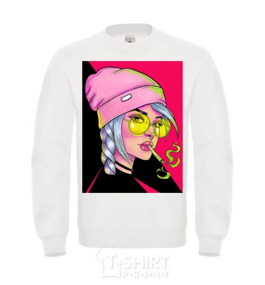 Sweatshirt SWAG girl with cigarette White фото