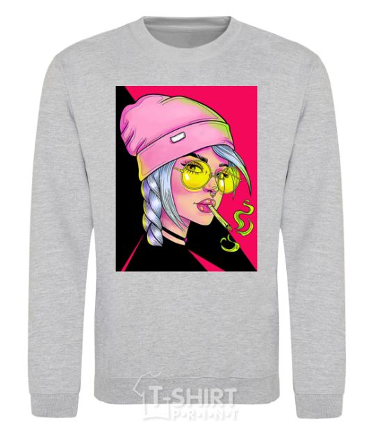 Sweatshirt SWAG girl with cigarette sport-grey фото