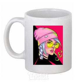 Ceramic mug SWAG girl with cigarette White фото