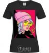 Women's T-shirt SWAG girl with cigarette black фото