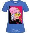 Women's T-shirt SWAG girl with cigarette royal-blue фото