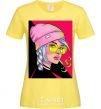 Women's T-shirt SWAG girl with cigarette cornsilk фото