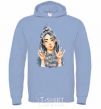 Men`s hoodie Billy Eilish paints sky-blue фото