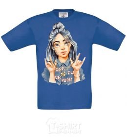 Kids T-shirt Billy Eilish paints royal-blue фото
