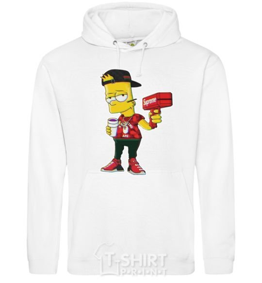 Мужская толстовка (худи) Supreme Bart Белый фото