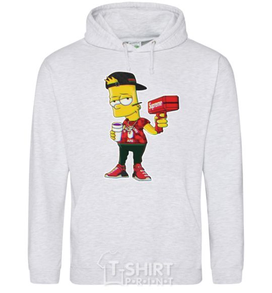 Мужская толстовка (худи) Supreme Bart Серый меланж фото