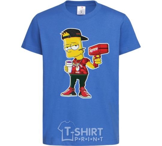 Kids T-shirt Supreme Bart royal-blue фото