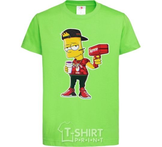 Детская футболка Supreme Bart Лаймовый фото