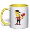 Mug with a colored handle Supreme Bart yellow фото