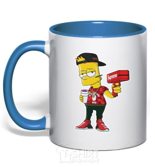 Mug with a colored handle Supreme Bart royal-blue фото