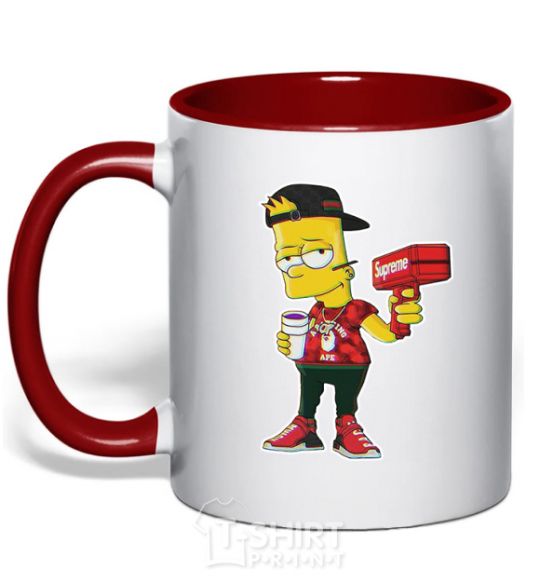 Mug with a colored handle Supreme Bart red фото