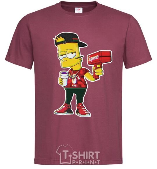 Men's T-Shirt Supreme Bart burgundy фото