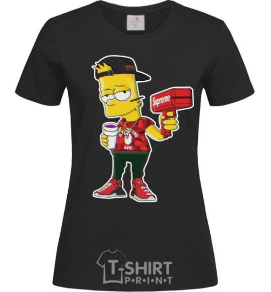 Женская футболка Supreme Bart Черный фото