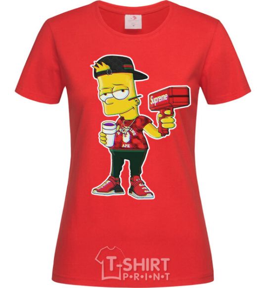 Женская футболка Supreme Bart Красный фото