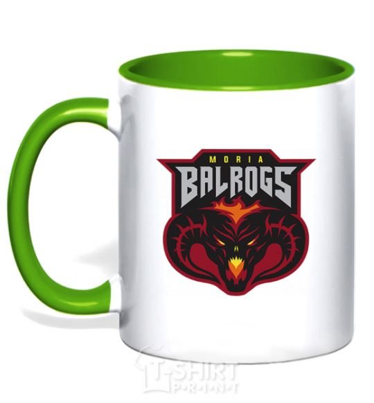 Mug with a colored handle Moria Balrogs kelly-green фото
