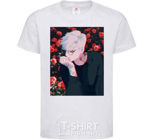 Kids T-shirt Anime boy roses White фото