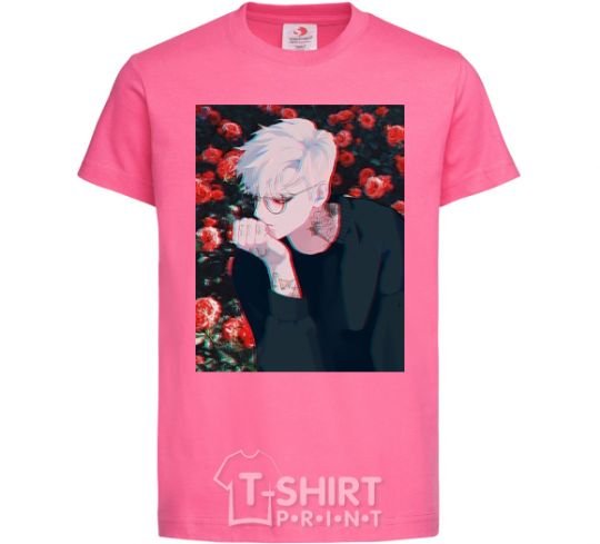 Kids T-shirt Anime boy roses heliconia фото