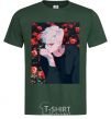 Men's T-Shirt Anime boy roses bottle-green фото