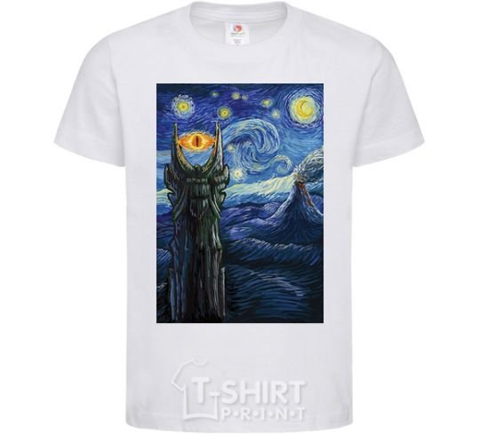 Kids T-shirt The Eye of Sauron White фото