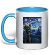 Mug with a colored handle The Eye of Sauron sky-blue фото