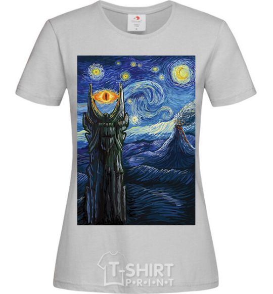 Women's T-shirt The Eye of Sauron grey фото