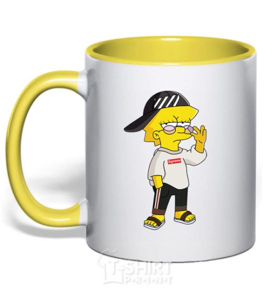 Mug with a colored handle Supreme Lisa yellow фото