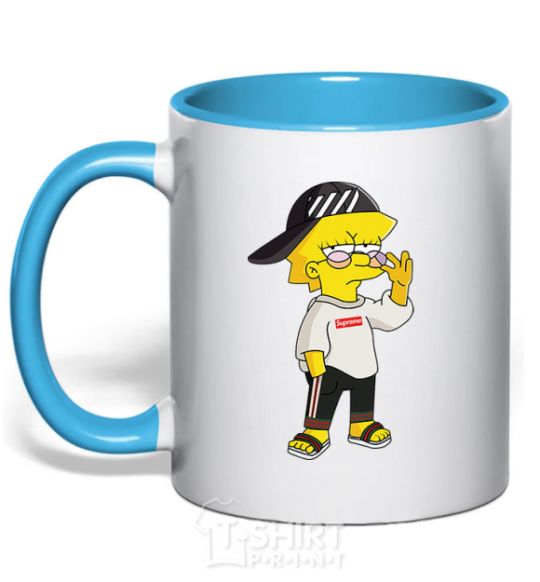 Mug with a colored handle Supreme Lisa sky-blue фото