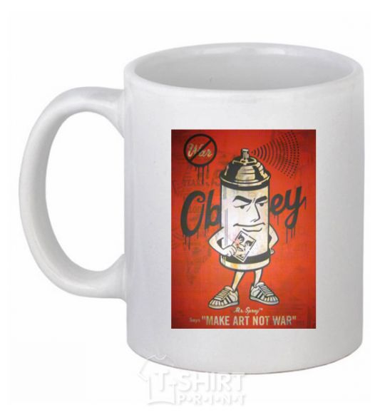 Ceramic mug OBEY art White фото