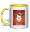 Mug with a colored handle OBEY art yellow фото