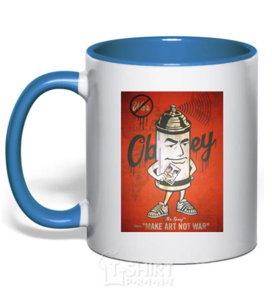 Mug with a colored handle OBEY art royal-blue фото