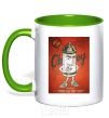 Mug with a colored handle OBEY art kelly-green фото