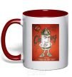 Mug with a colored handle OBEY art red фото