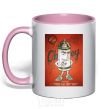 Mug with a colored handle OBEY art light-pink фото
