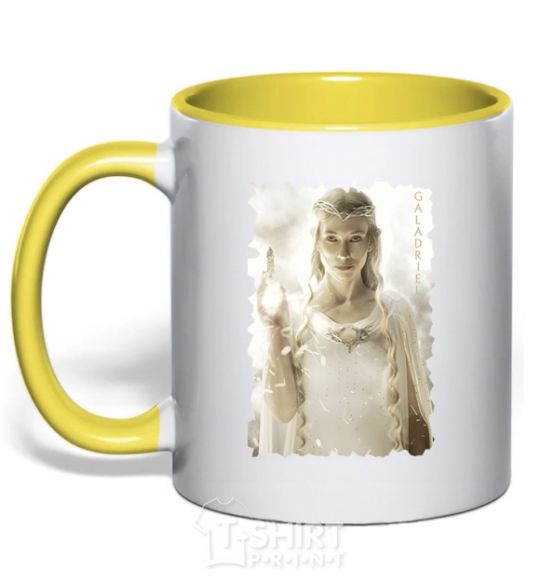 Mug with a colored handle Galadriel yellow фото