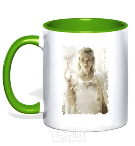 Mug with a colored handle Galadriel kelly-green фото