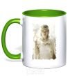 Mug with a colored handle Galadriel kelly-green фото