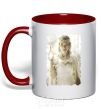 Mug with a colored handle Galadriel red фото