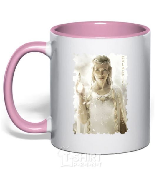 Mug with a colored handle Galadriel light-pink фото