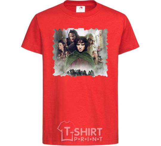 Kids T-shirt Lord of the Rings characters red фото