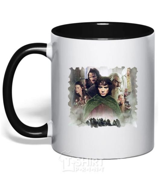 Mug with a colored handle Lord of the Rings characters black фото