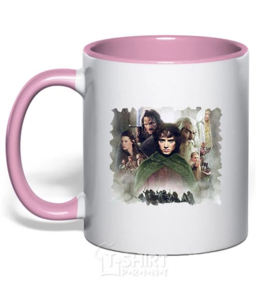Mug with a colored handle Lord of the Rings characters light-pink фото