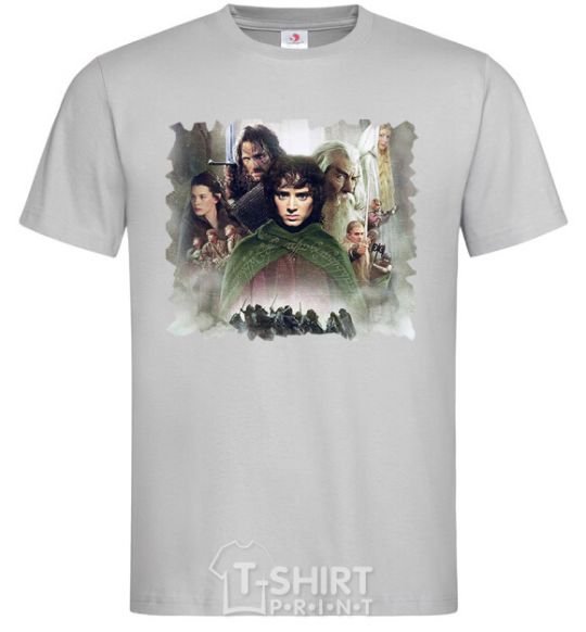 Men's T-Shirt Lord of the Rings characters grey фото