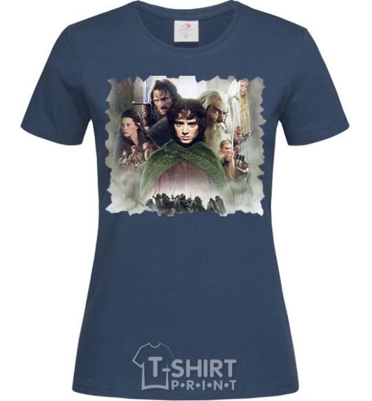 Женская футболка Властелин колец персонажи Темно-синий фото